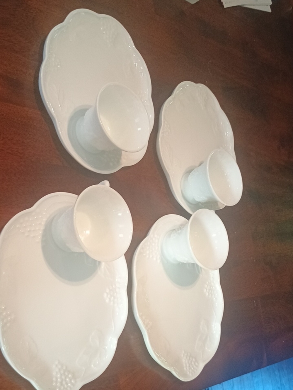 White Ceramic Egg Cup and Plate Set - Elegant Home Dining
